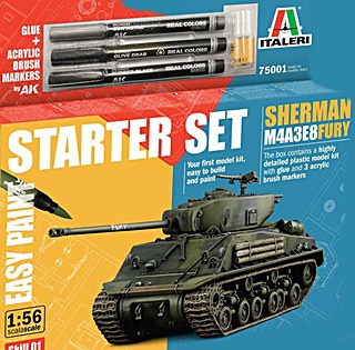 - 1/56 USA SHERMAN M4A3 E8 FURY EN SET