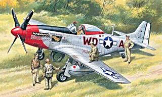 NORTH AMERICAN P51D MUSTANG + 5 FIGURINES 1/48