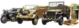 ALLEMAGNE SET DE 2 VEHICULES + JEEP US  1/72
