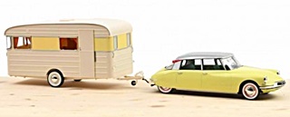 CITRON DS 19 ET CARAVANE DIGUE 1960 1/18