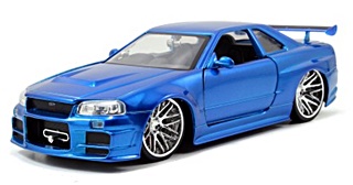 NISSAN SKYLINE GT R34 BLEUE BRIAN F+F 1/24